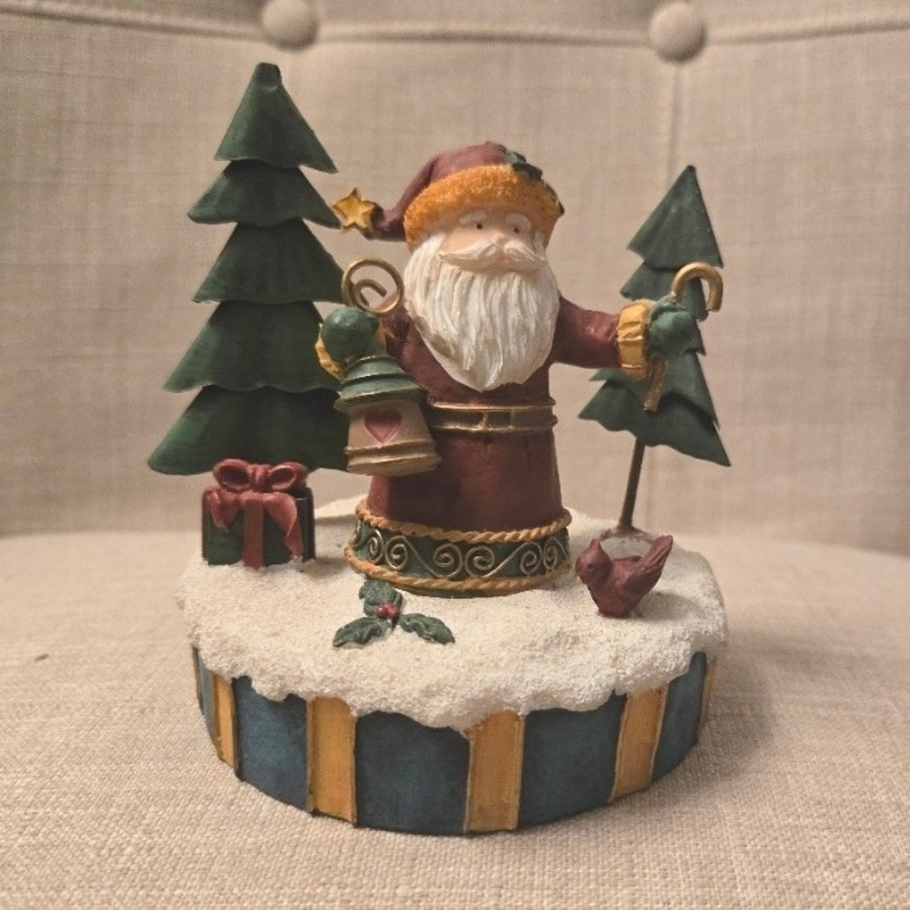 Vintage Crazy Mountain Imports "Mulberry" Folk Art Santa Figurine with Trees 4"